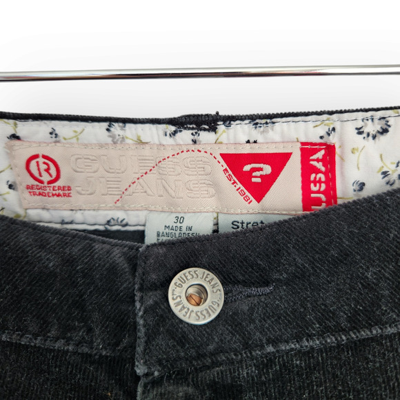 Vintage Y2K Guess Black Corduroy Low Rise Bootcut Pants 30 - Picture 4 of 8